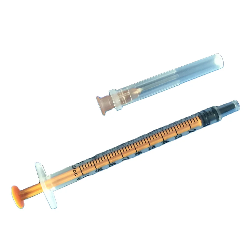Disposable 100U 30G painless 1 ml orange insulin syringe factory manufacture
