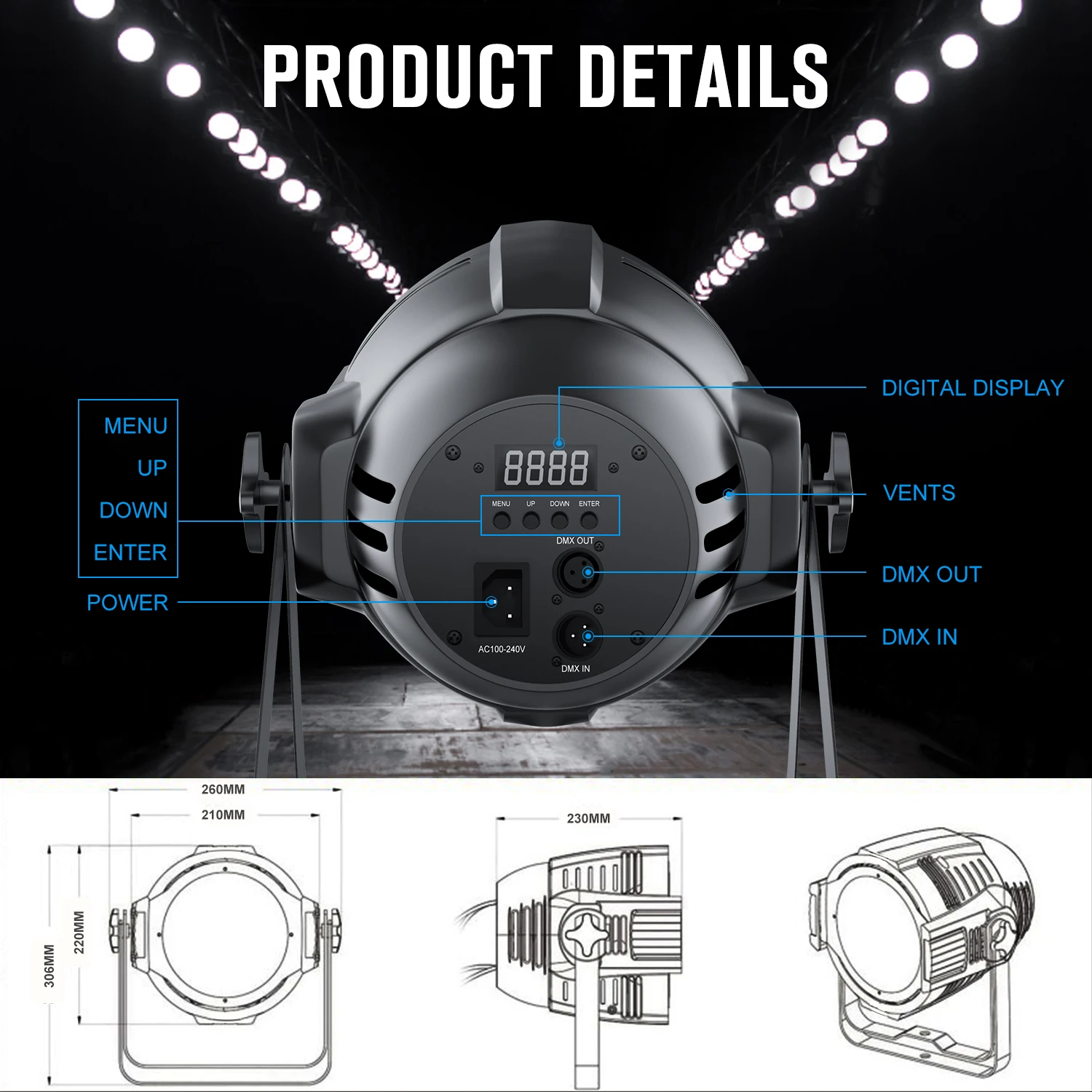 Big Dipper LPC007 Disco Stage Par Light Dj Performance Par Light 54*3W RGB 3in1 Stage Led Light