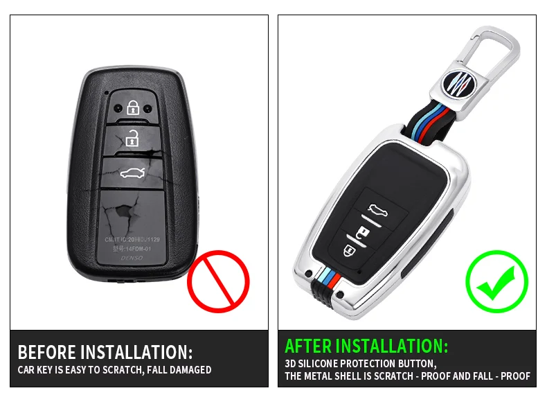 Zinc Alloy Car Key Case Key Holder For Toyota Camry Rav4 Highlander Avalon Corolla Protect Shell Accessories Car Styling