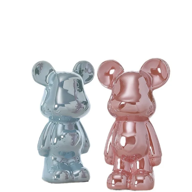 Bear Figurine Indoor Ornaments Animal Statue Electro-Plated Sculpture For Living Room Home Decoration