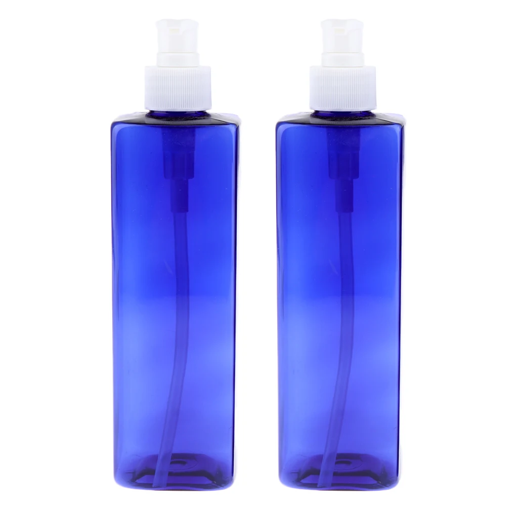 500ml Empty Blue Square Bottles Large Capacity Containers Shampoo Pump Plastic Bottle