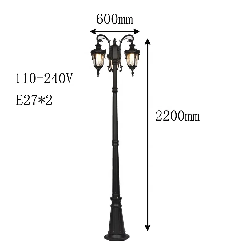 Waterproof LED Garden Light Antique Street Light Double arms Vintage garden light