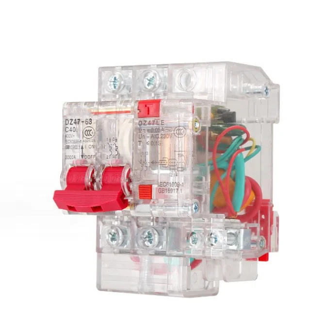 High quality 6-63A 230-400V 1P 2P 3P 4P 10KA Transparent AC miniature circuit breaker  MCB