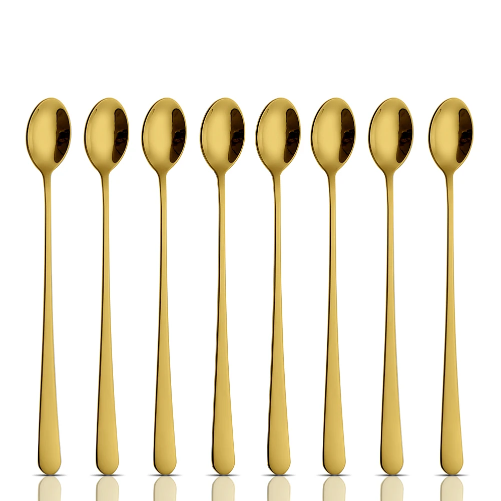 Точечные товары, наборы ложек с длинной ручкой, десертная чайная ложка для меда, мороженого, кофейная ложка из нержавеющей стали