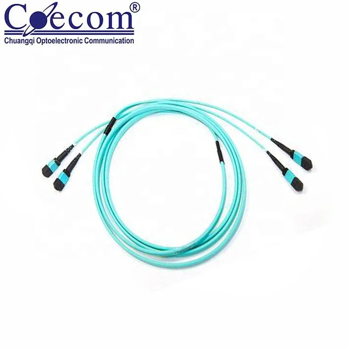 Factory Direct Sale MPO Fiber Optic Patch Cord Multi Mode 12 Core OM3/OM4 MPO to LC Breakout Cable