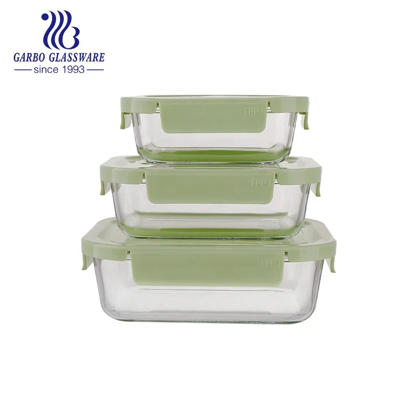 factory glass food storage container with bamboo lid Fruit Square Salad Vegetable Bowl glass lunch box borosilicate Bento