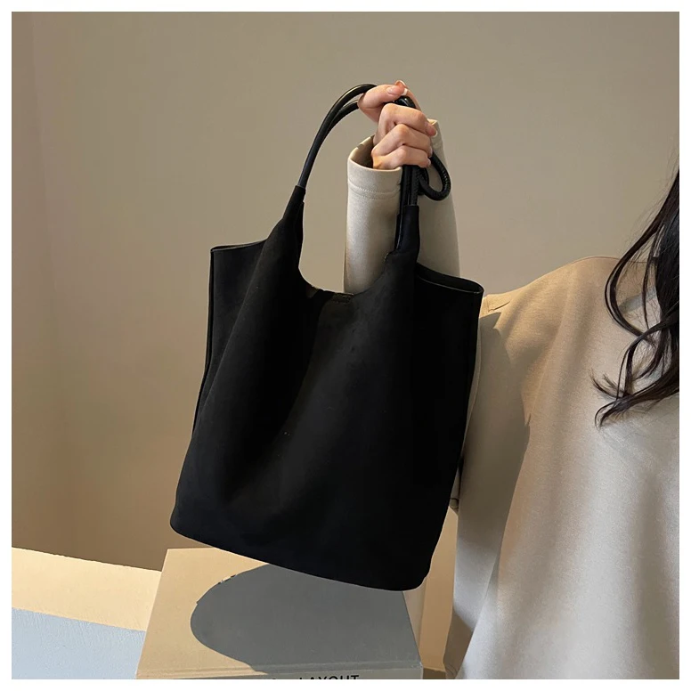 Autumn Winter Luxury Ladies Suede Bag Bucket Custom Leather Handbag Suede Shoulder Bag For Handbag Women Customised Tote Bag