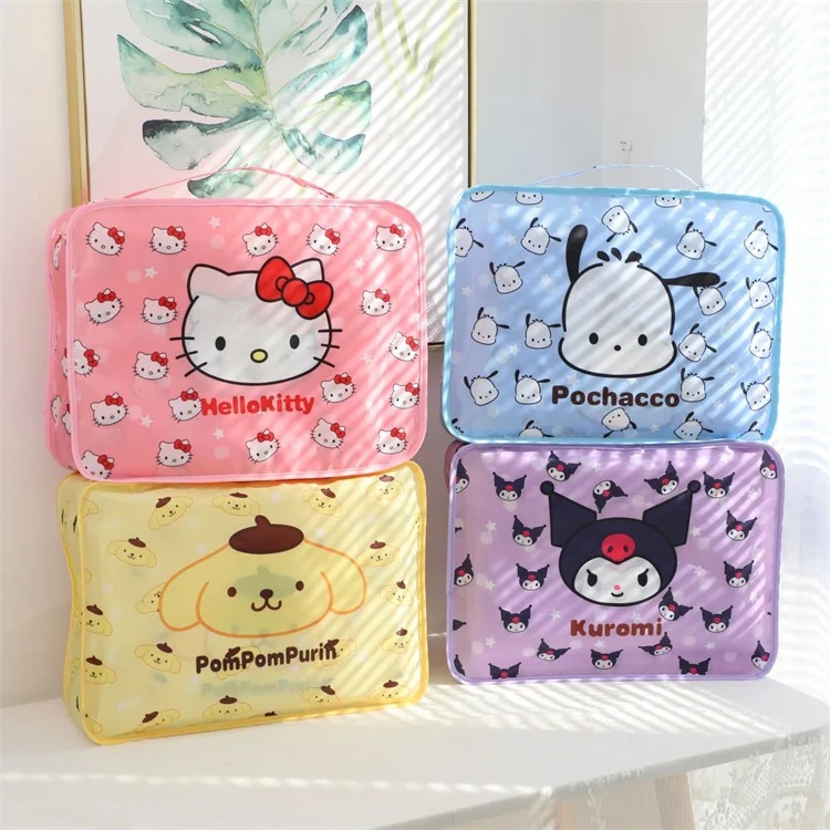 Kitty Y2K 6pcs Sanrio Kawaii Anime Duffel Bag Cartoon Print Kuromi My Melody Pompompurin Shoe Storage Bag