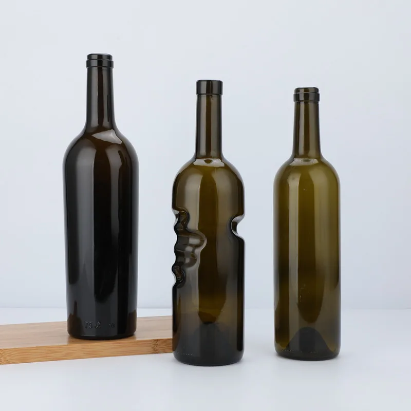 2023 Factory Wholesale 750ml Clear Empty Burgundy Shape Glass Wine Bottle Red Wine Bottle