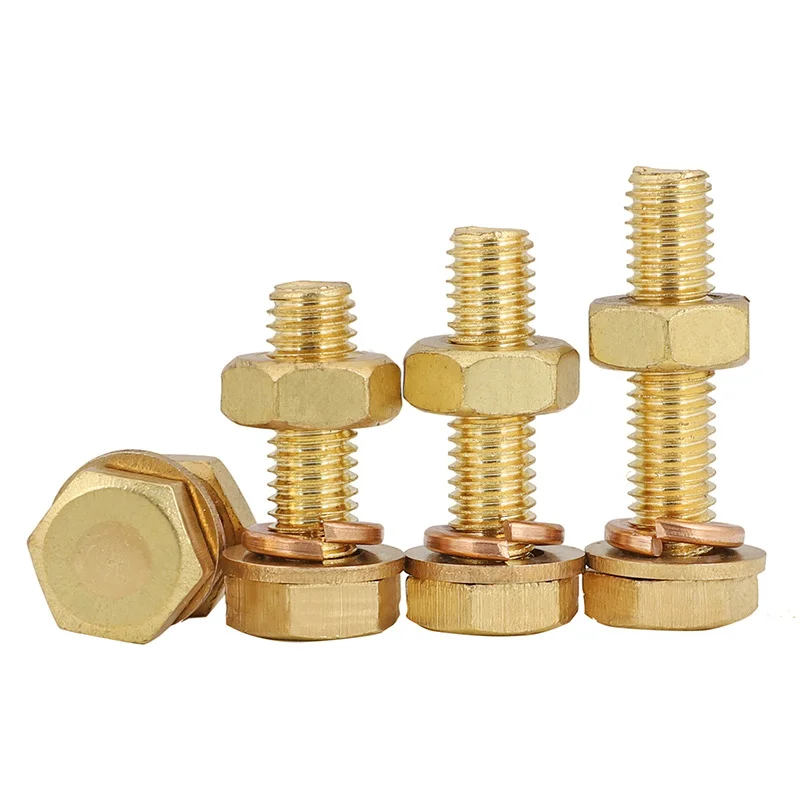 High Quality Brass Bolt Copper Bolts and Nuts Brass Hex Head Bolts and Nuts DIN933 DIN931