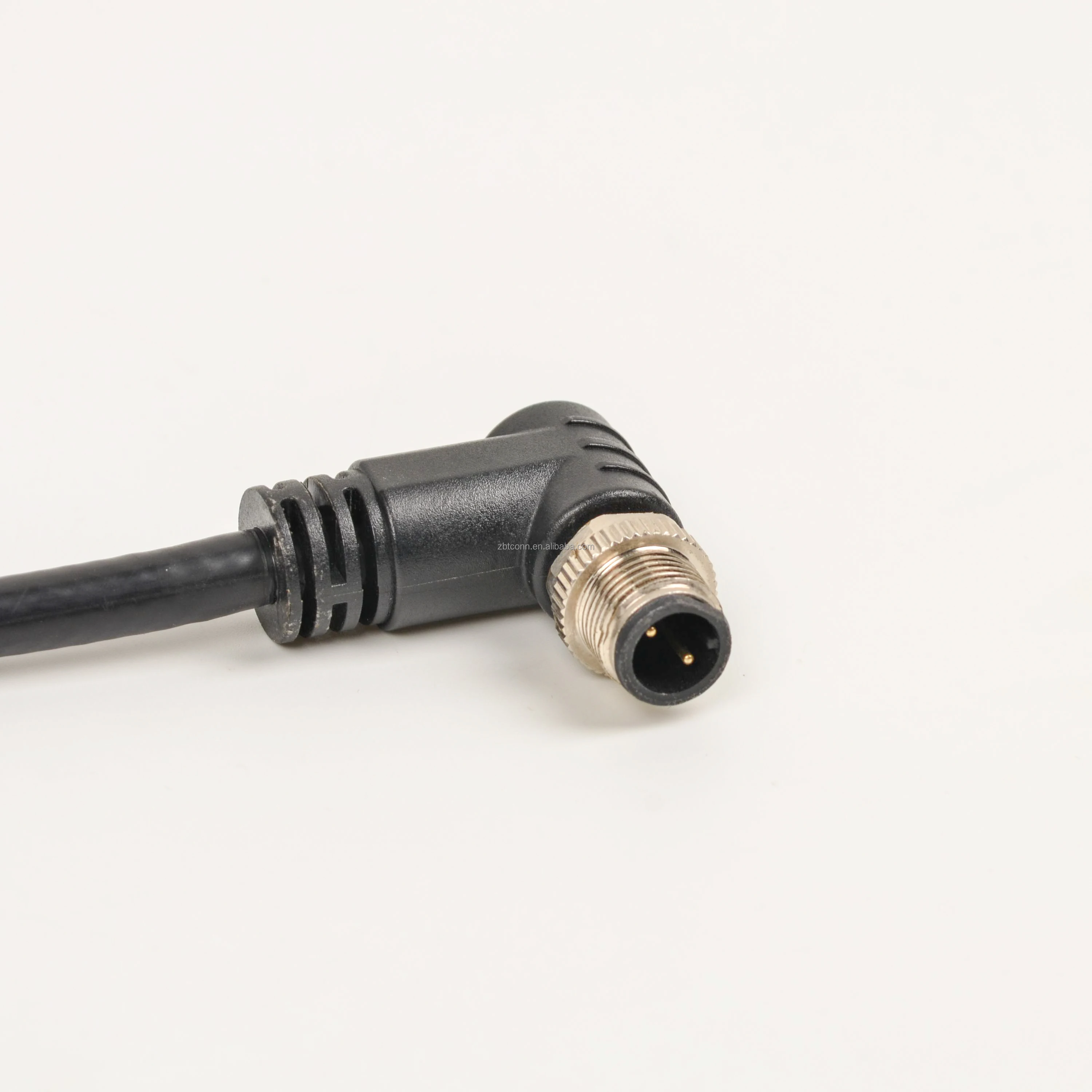 M12 5pins waterproof bulkhead connector cable assemblies M12 right angle injection molding connector