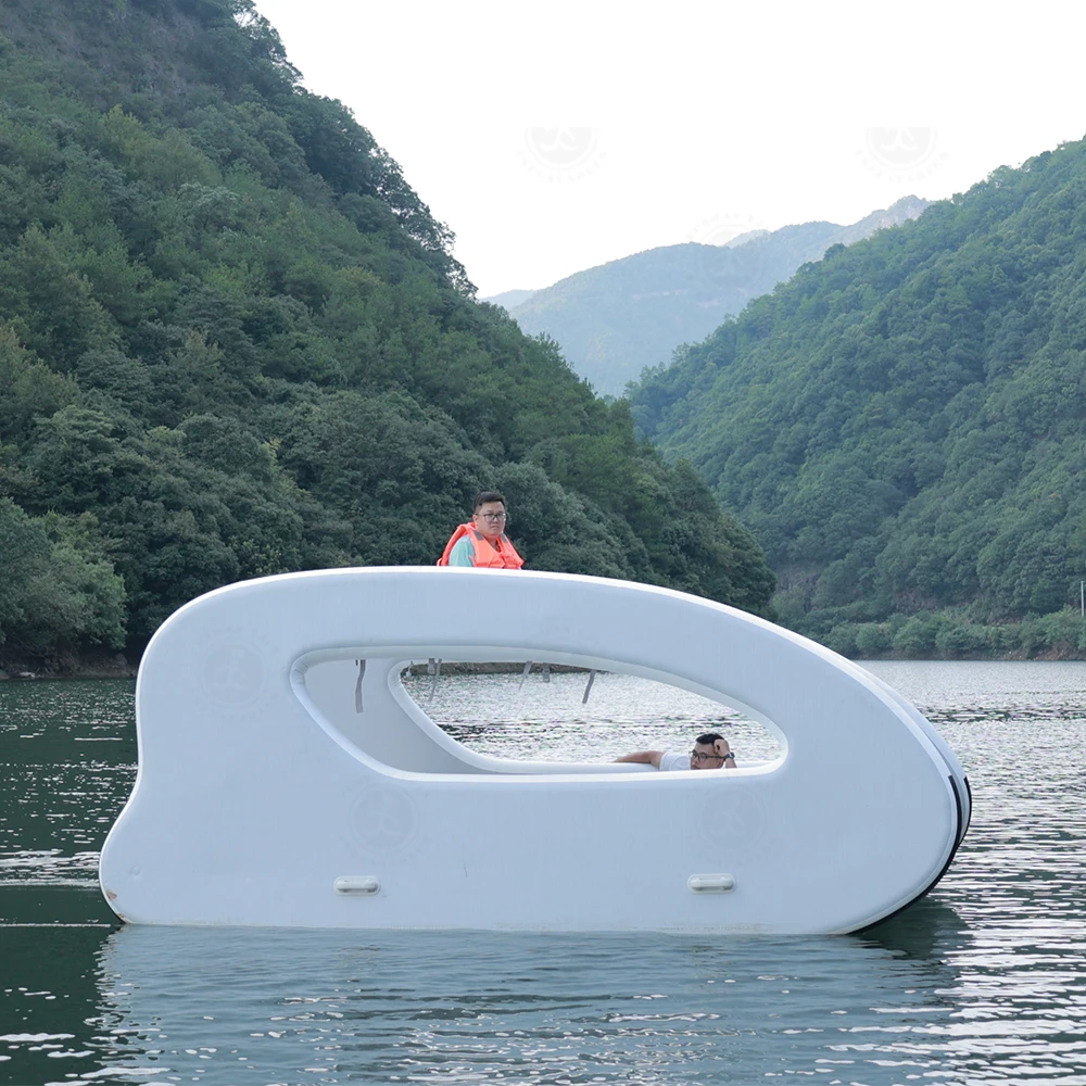 Favorite Factory Price Water Leisure Family Friends Party Inflatable Solar Catamaran Foldable Houseboat Hot Sale With Motor