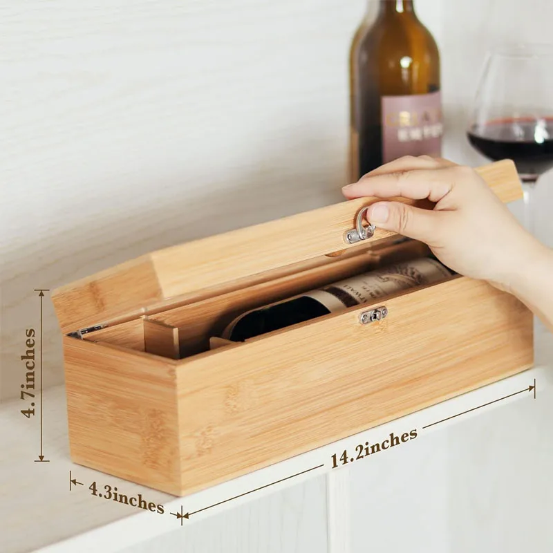 Wholesale Wood Wine Bottle Box Bamboo Wine Case With 4 Accessories Set