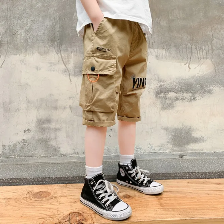 
5-15 Old Big Boy Shorts 100% Cotton Above Knee Durable Pocket Boys kids short children Cool Work Style Kids Shorts 