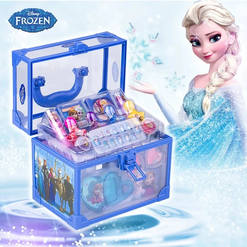 Disney Frozen Kids Cosmetic Set for Girls Ice Princess Makeup Case Birthday Gift Play House Toy