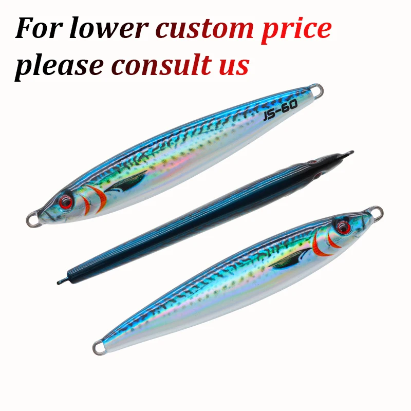 3D UV printed 30g/40g/60g spanish Mackerel fishing metal jig lure vertical slow fall pitch jigging jigbait