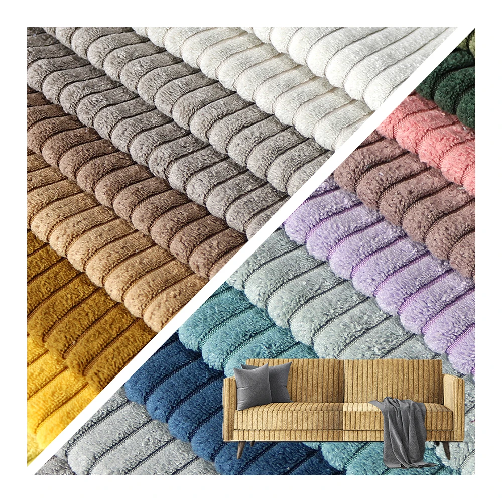 Home deco furniture upholstery imitation linen corduroy fabric solid linen looks non woven knitted fabric manufacturer