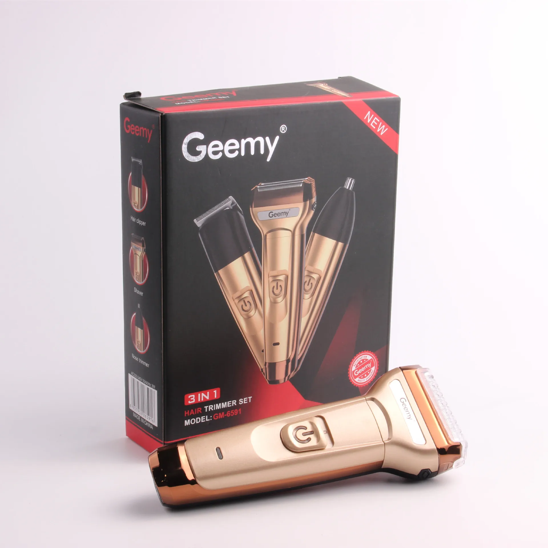 
The new Geemy6591 electric hair clipper, reciprocating electric shaver, hair clipper, nose hair clipper, cross-border three in o 