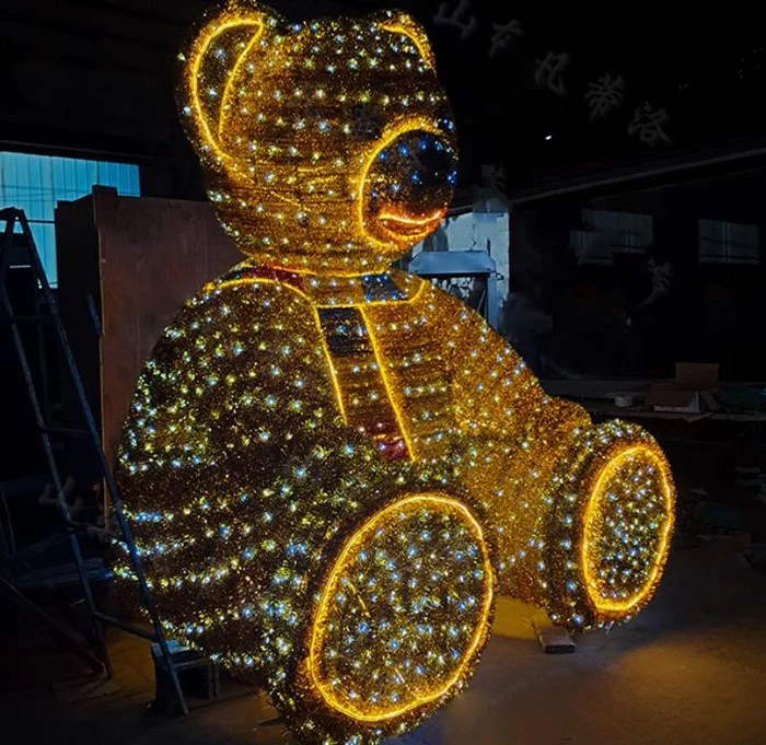 customized good quality colorful Christmas decorative  LED 3d Teddy Bear Motif ball Lighting with bear