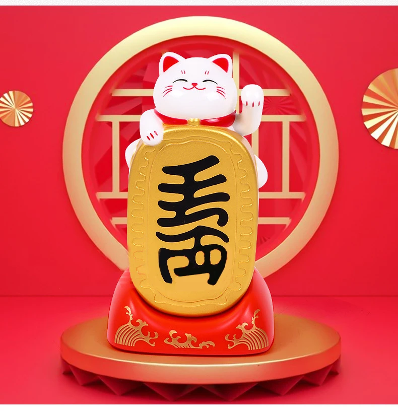 Chinese Waving Cat Lucky Figure maneki neko Fortune Cat Gifts Feng Shui with Waving Arm