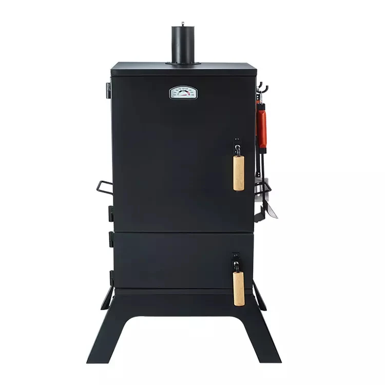 Black Vertical Propane Smoker with Temperature & Smoke Control, Four Removable Shelves