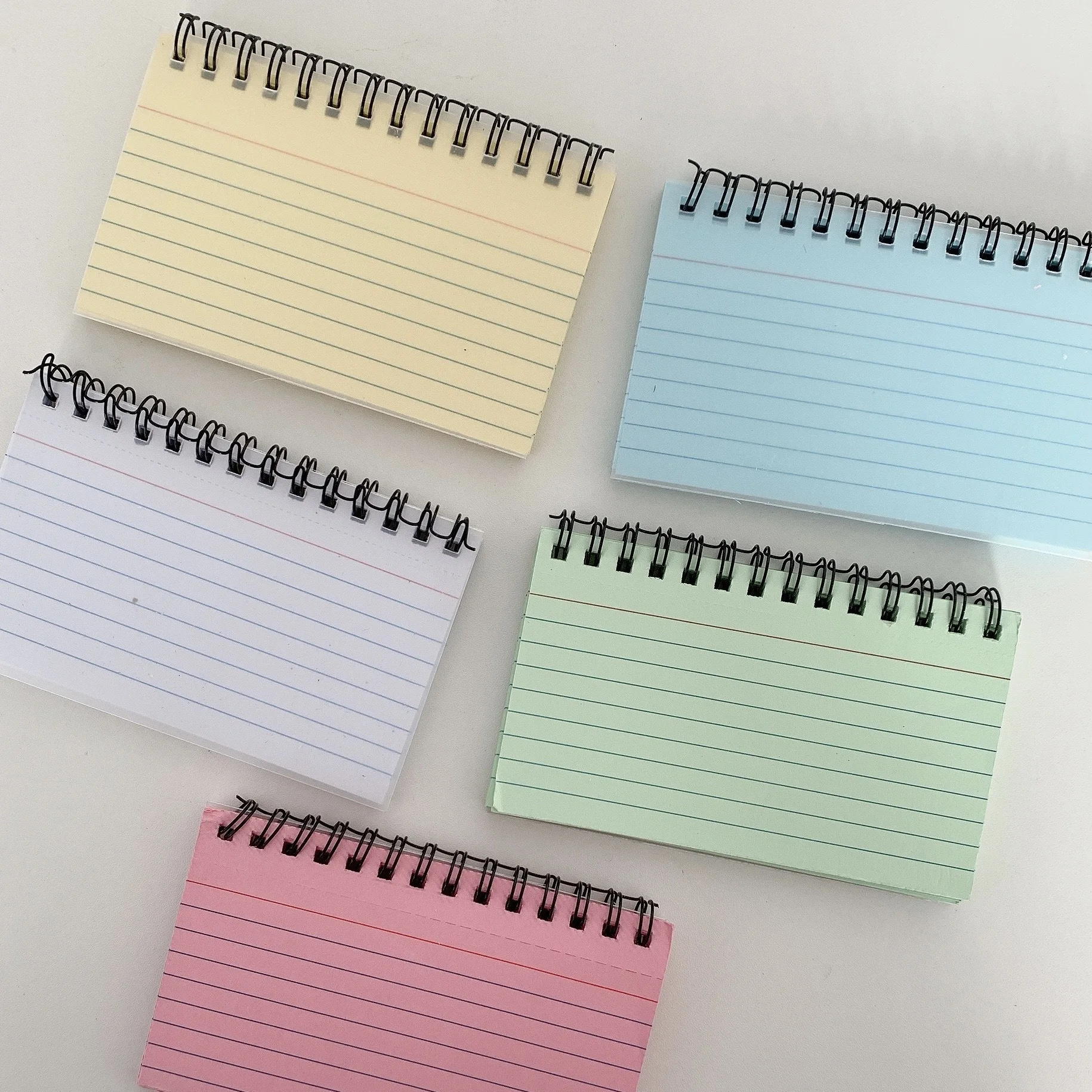 50 Pieces Index Cards Ruled Notecards Protective Covers 5 Colors Flash Cards Spiral Binder Ring Memo Pad