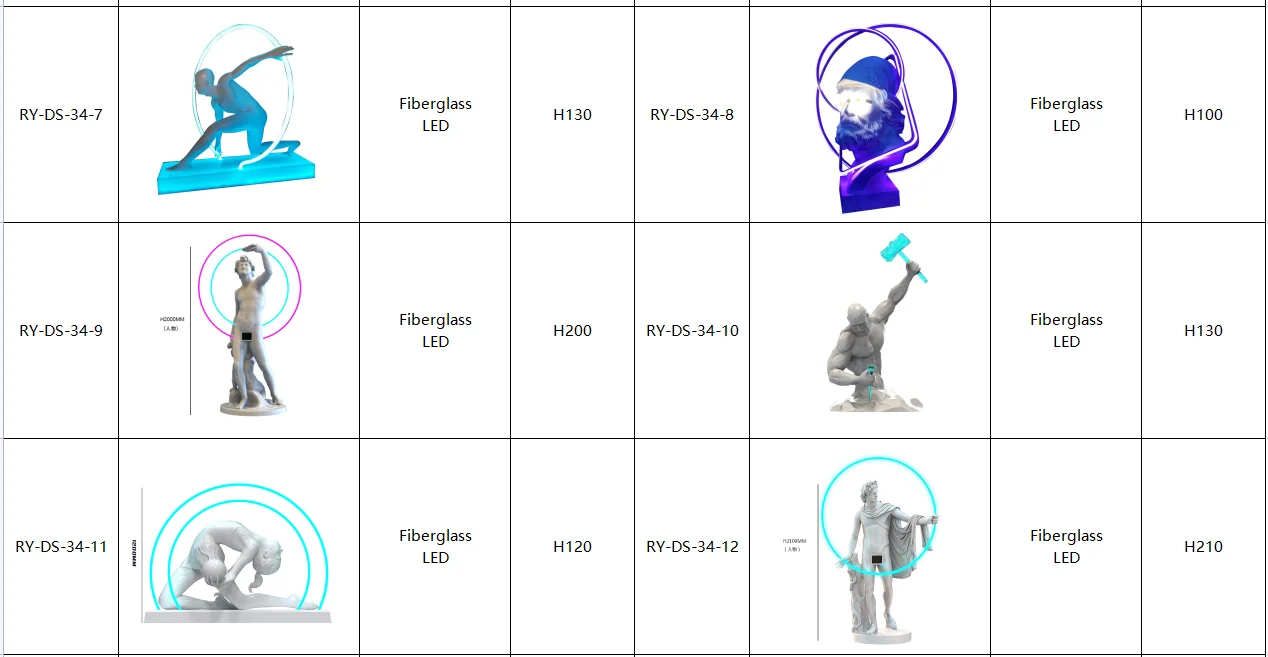 Club Sculpture Decorations Fiberglass with Lighting Renaissance Sculpture Greek Statues Male Roman Bust