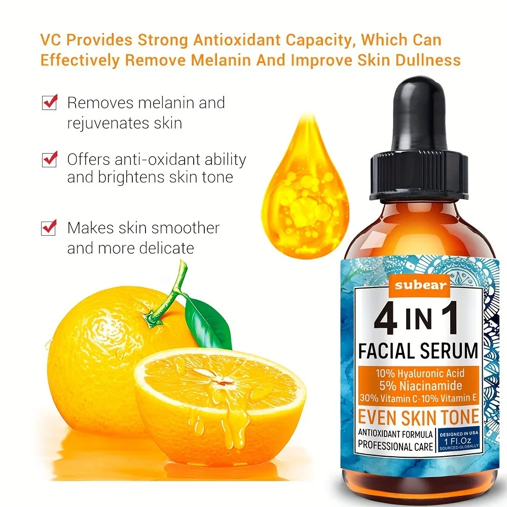 4 IN 1 Vitamin C nicotinamide hyaluronic acid Vitamin E Face Serum Wholesale
