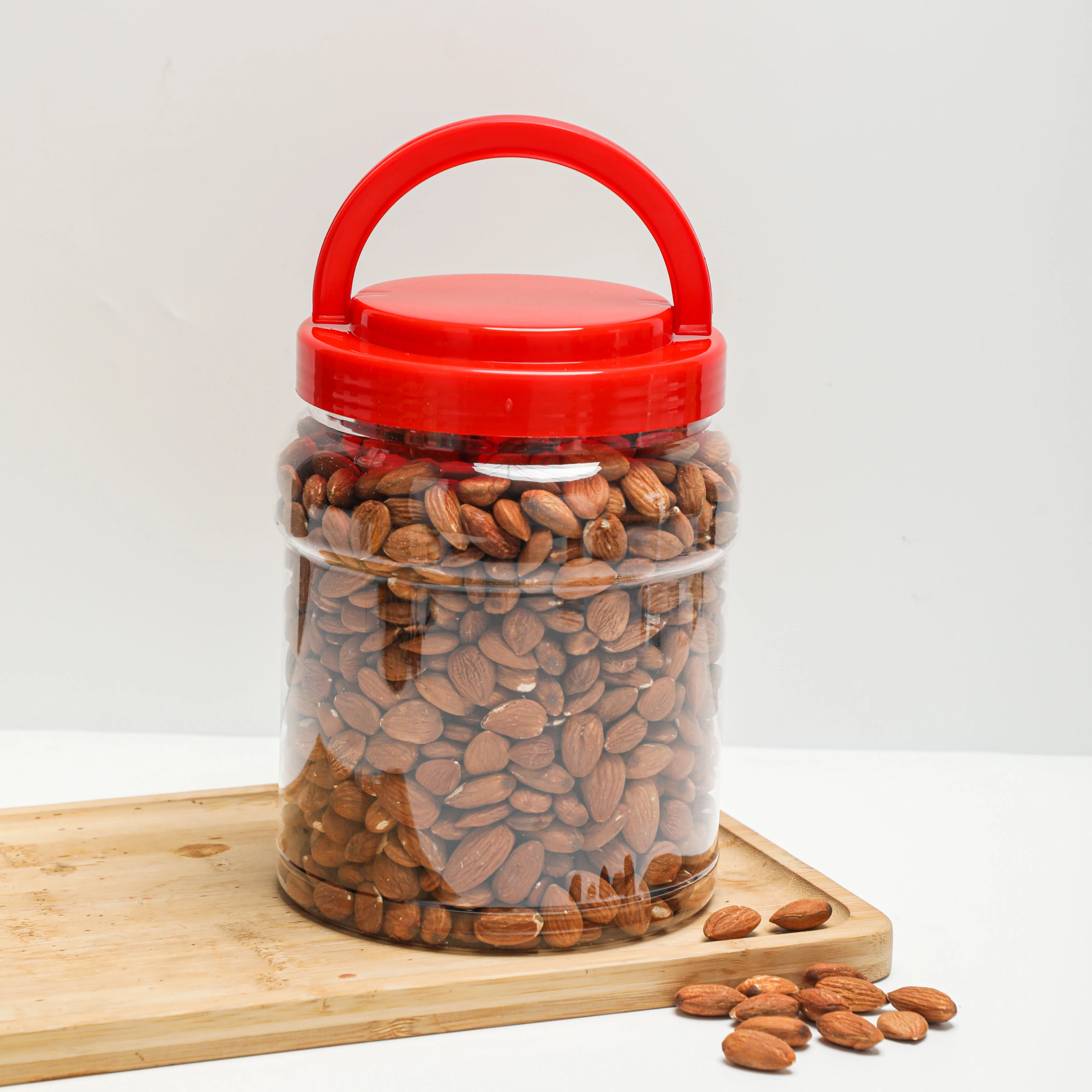 Large capacity 3L 3 liter 3000 ml  food grade PET round plastic food candy storage jar with lid and handle