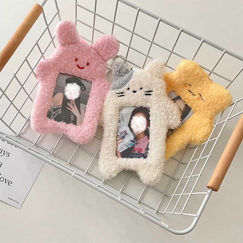 Custom cute cartoon stuffed animal plush toy key chain Korean idol star kpop doll transparent card set bag pendant