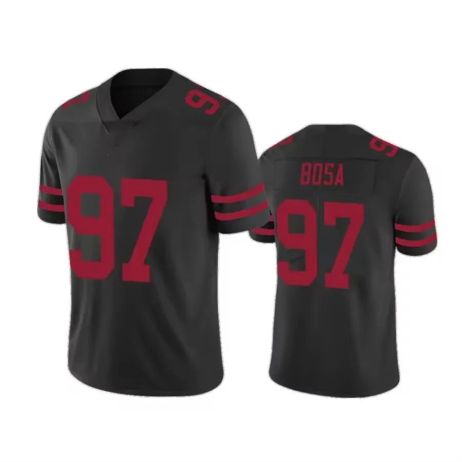 SF Team 97 Nick Bosa Wholesale Top Quality Red Stitched VP Limited Football Games Jersey Shirts With 75th Anniversary Patch