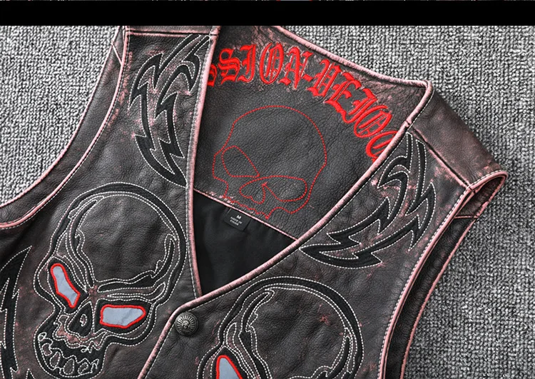 PDEP plus size 4XL leather vest jacket for men lace up pocket tactical leather motorcycle vest brown men leather biker vest