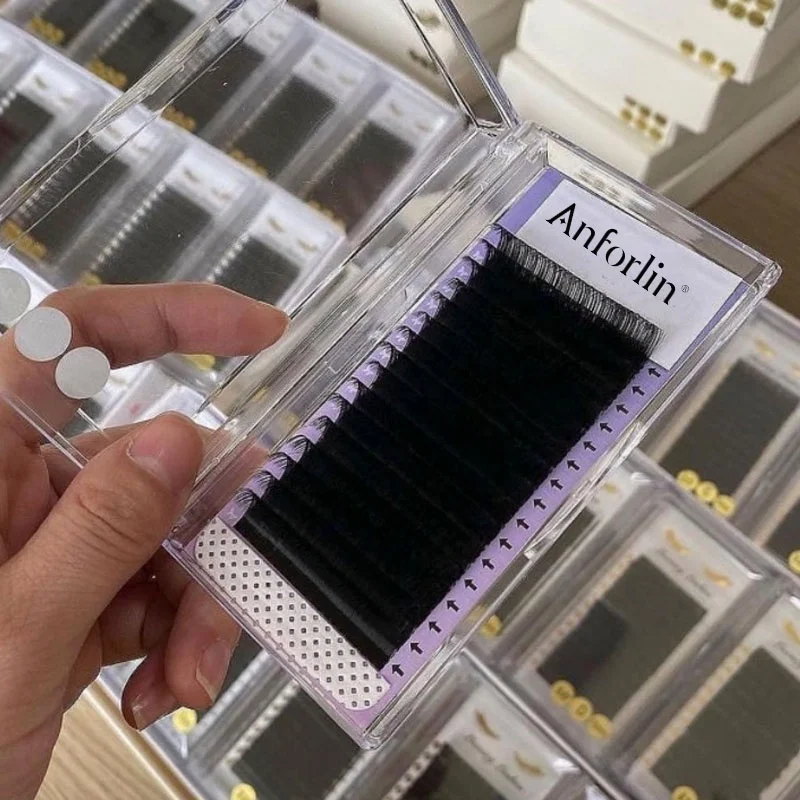 Wholesale private labels individual eyelash volume extension custom matte black eyelash extension kits supplies