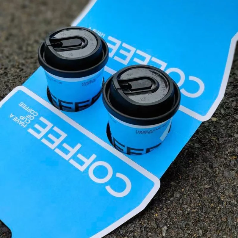 Cafe Cup Disposable Coffee Cups with Holder Color Double Wall Food Grade Paper Limonpack Wholesale Vasos Desechables Plain