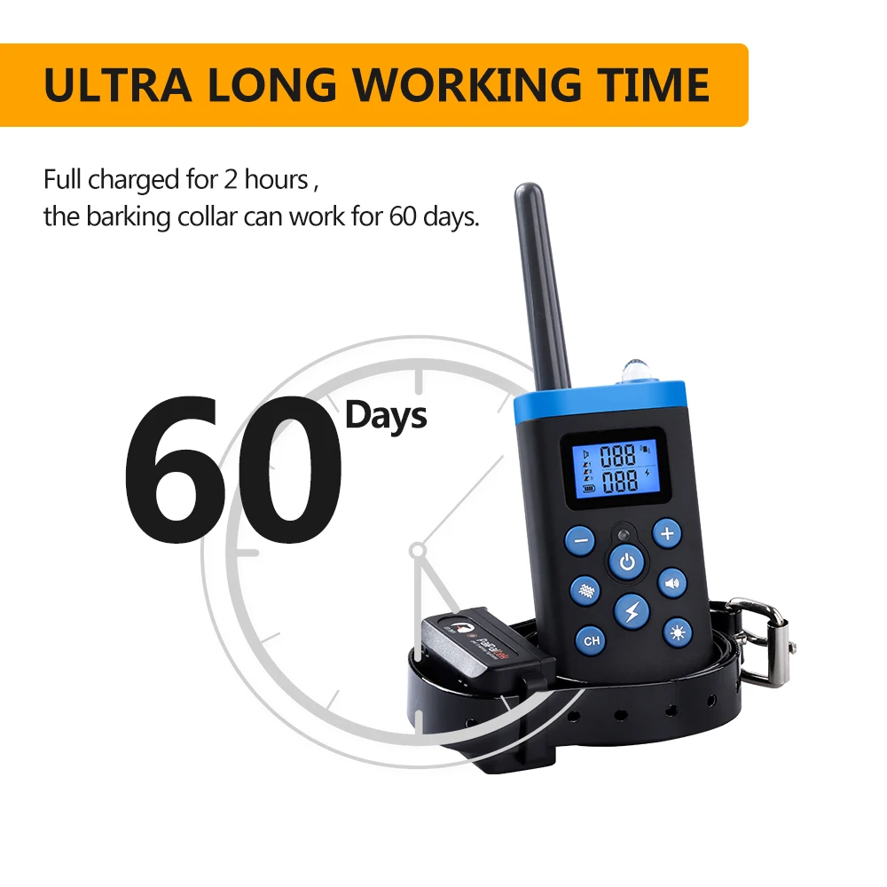 PaiPaitek Rechargeable 1000M Remote Controlled Shocker Anti Barking Dog Training Collar Electric Shock Training For 2 Dogs
