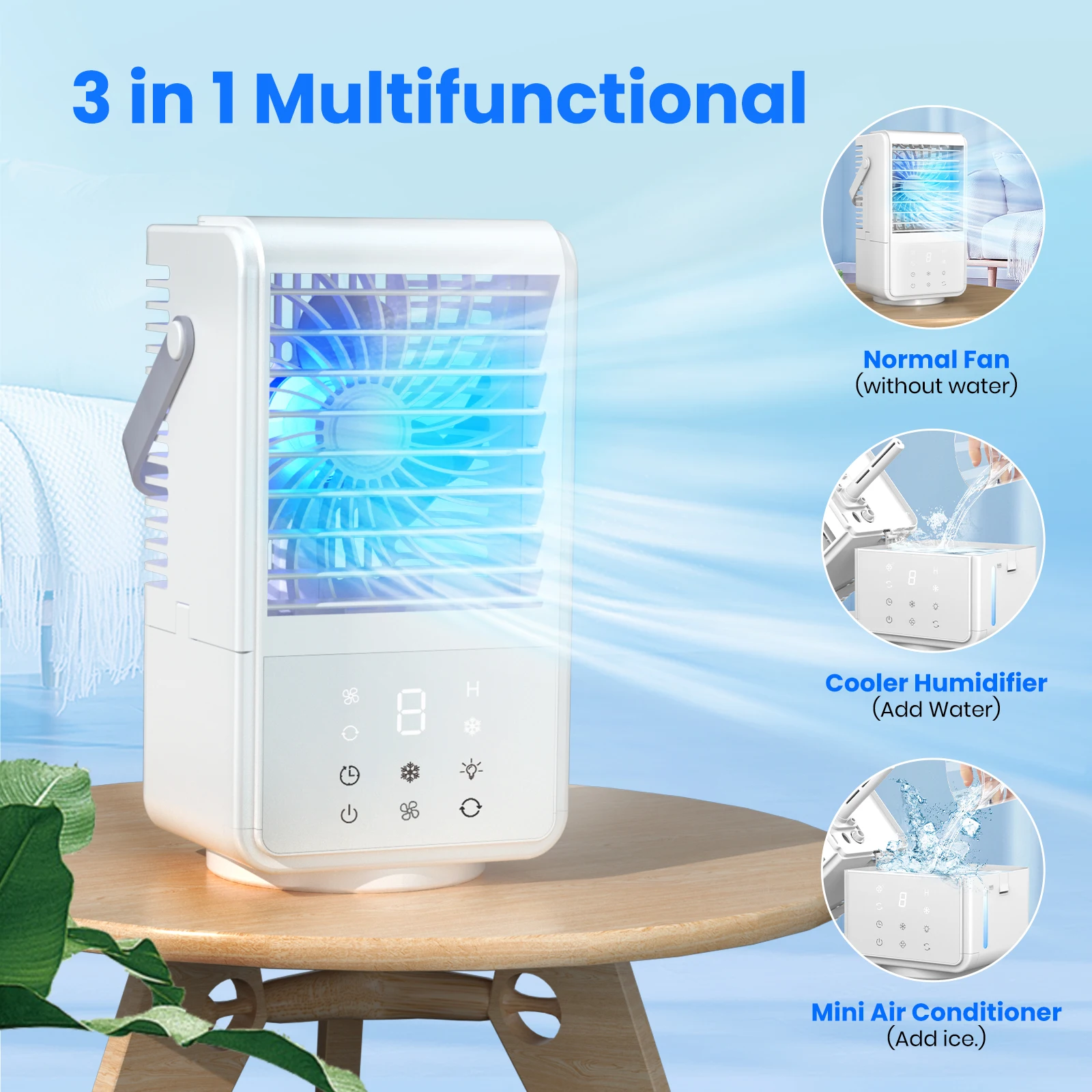 Mist Spray Cooler Air Cooling Fan With Water Ice Air Cooler Fan Portable Air Cooler Fan Mini USB