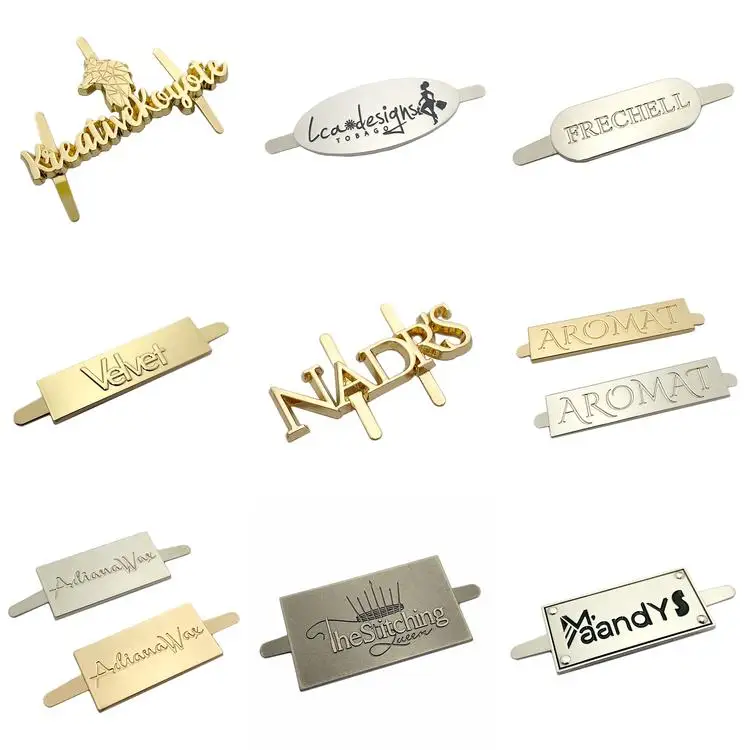 Fancy handbag handmade label gold name tag logo metal plate for suitcase