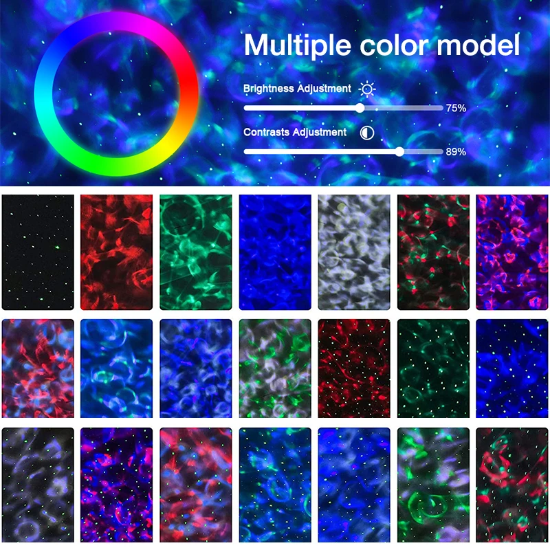 Smart Music Speaker Led Ambient Night Light Music Speaker Sky Ocean Wave Nebula Cloud Galaxy Light Laser Starry Star Projector