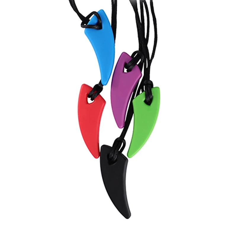 New Arrival Food Grade Bendable Silicone Sensory Teether Baby Autism learning Chew Necklace Pendant Gift education toy