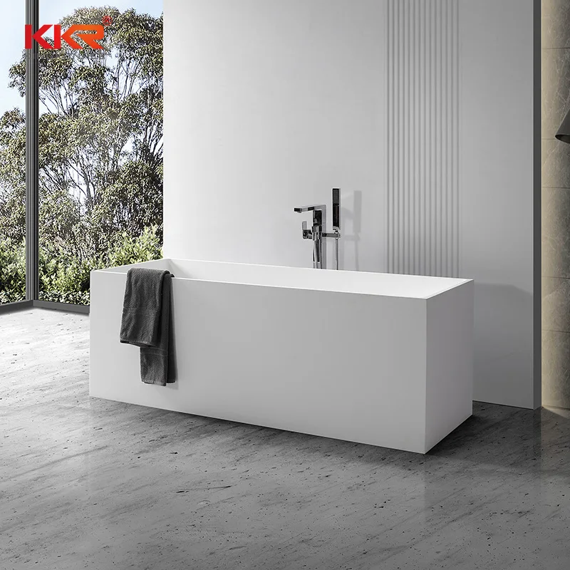 KKR White Matte Stone Resin Bath Tub Solid Surface Bathtubs