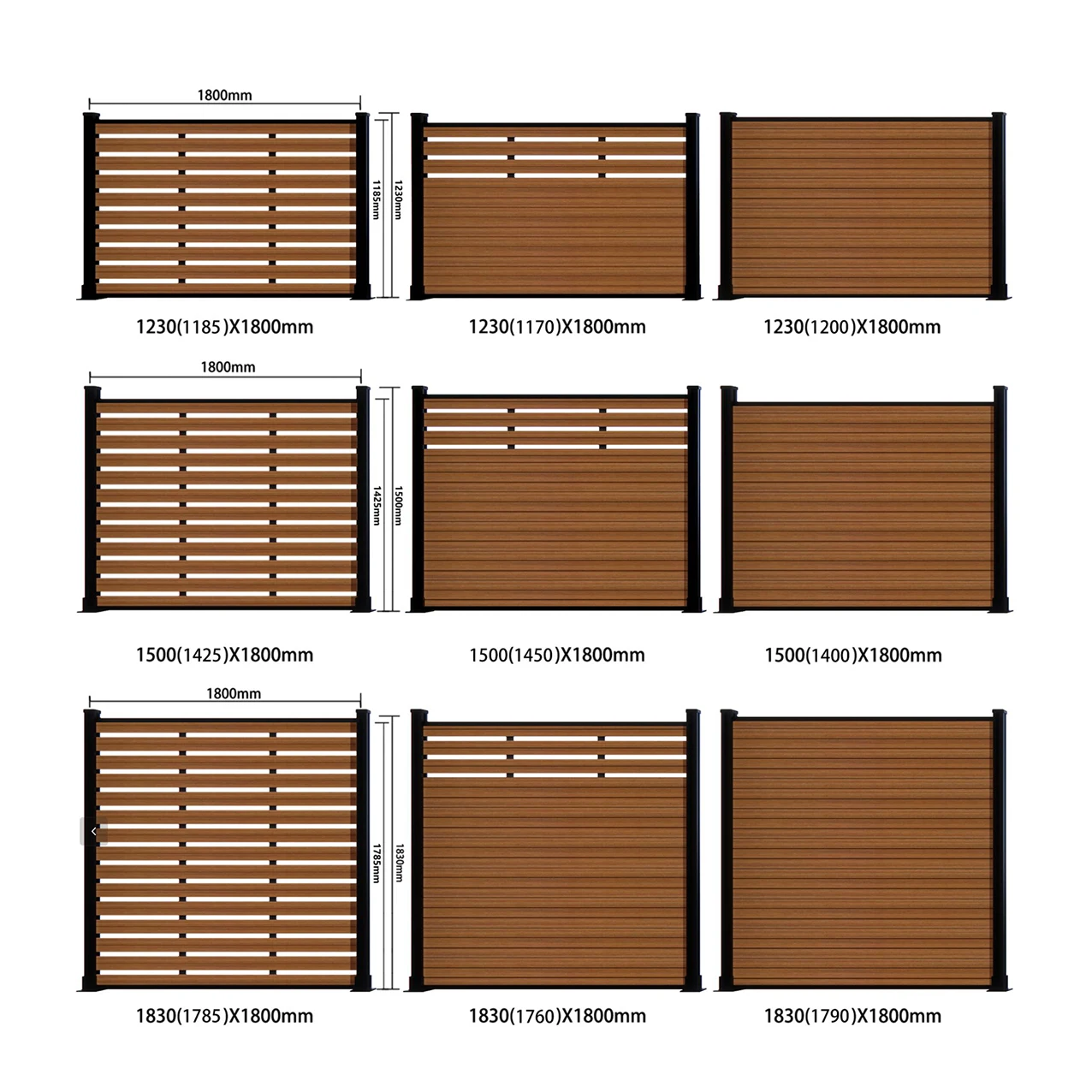 Simple Installation Plastic-Wood Fence Metal Frame Nature Pressure Treated Wood 3D Modeling Outdoor Fence Hardware Accessories