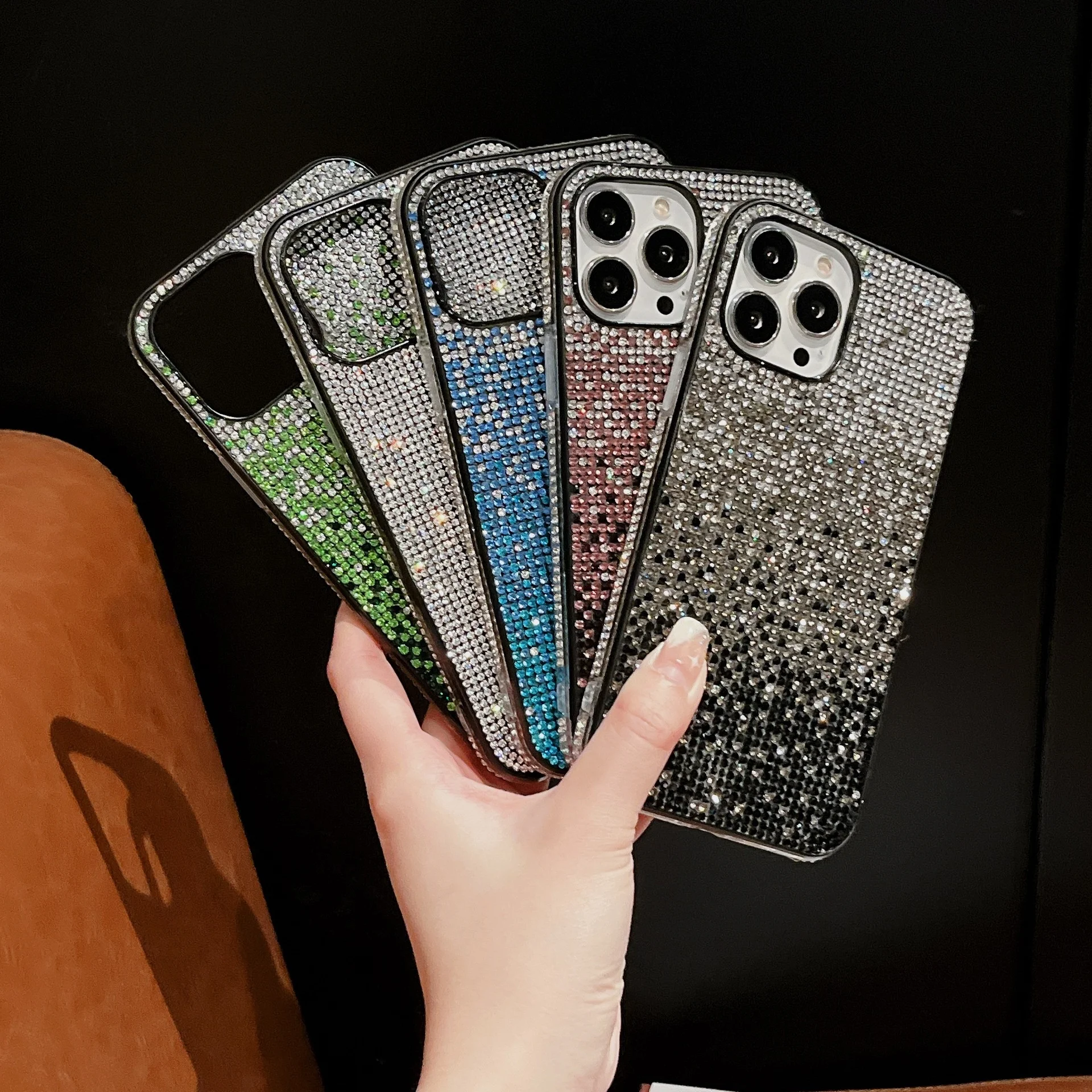 For Iphone 13 12 Mini 11 Pro Max X/xs Xr Fashion Luxury New Full Diamond Frame Bling Sparkling Rhinestone Mobile Phone Case