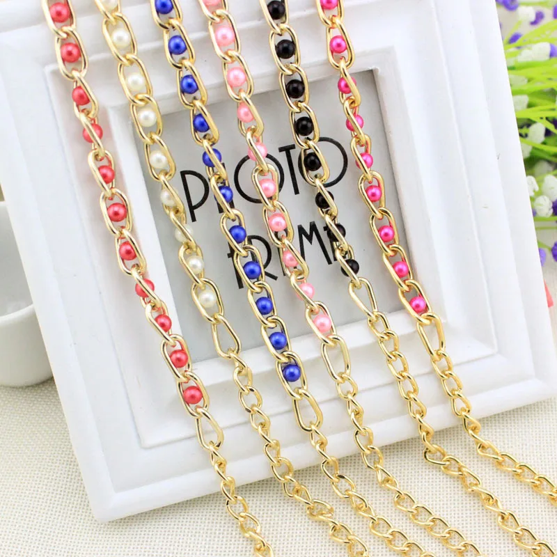 Manufacturers Spring Summer Dress Accessories Metal Pearl Chain Belt Multi-color Thin Chain Pearl Lady Belt