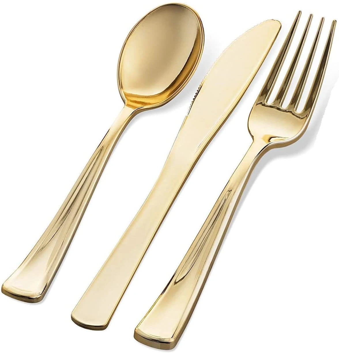 350pcs Gold Dinnerware Set include Gold Rim Plastic Plate Plastic Silverware Plastic Cups Linen Like Gold napkins