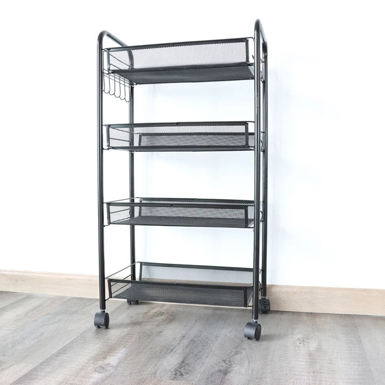 Kitchen Furniture 4 Tiers Metal Fruit Vegetable Storage Rack Kitchen Moving Storage Carts