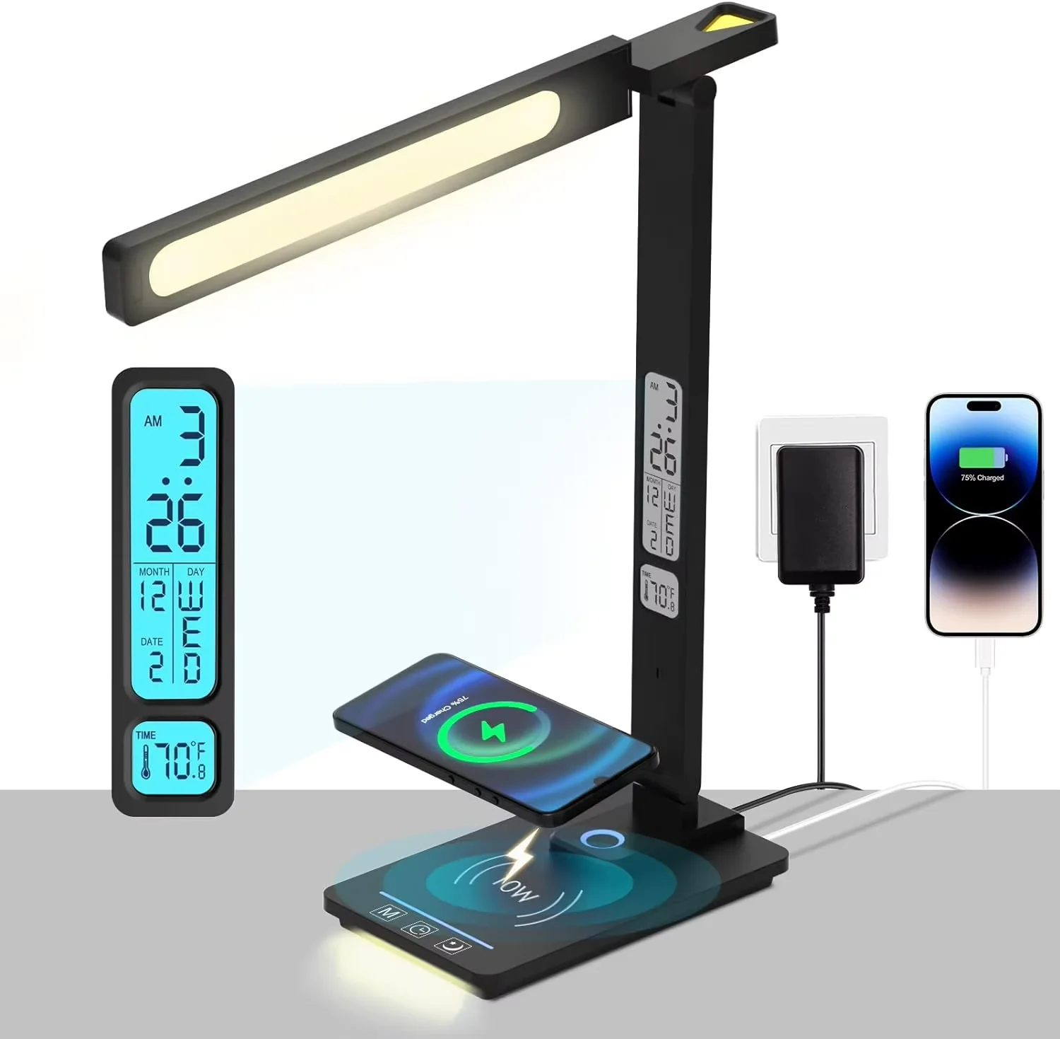 USB Светодиодная настольная лампа с беспроводным зарядным устройством настольные лампы Usb зарядные порты для дома и офиса спальни