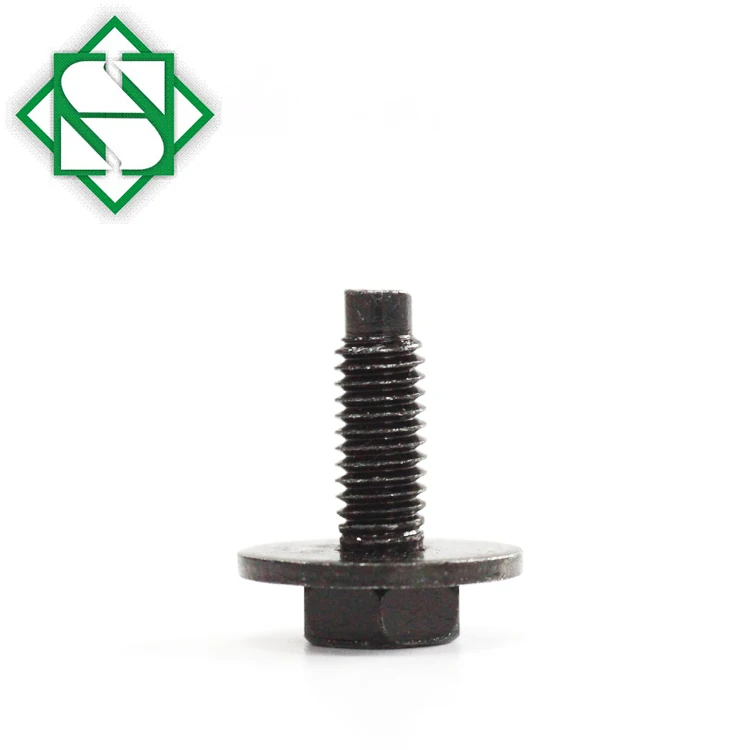M6 X 18mm BLACK OXIDE HEXAGON INDENTED HIN HEAD MACHINE SCREW with PLAIN WASHER
