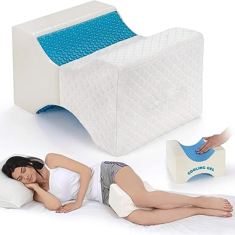 Hot Selling Free Simple Knitted Technics Sleeping Nursing Airplane Hotel Camping Orthopedic Memory Cooling Gel Foam Leg Pillow