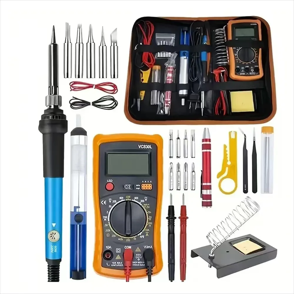 110V/220V 60W Electric Soldering Iron Multimeter Kit Set Adjustable Temperature Digital Display Welding Station Heat Insulation