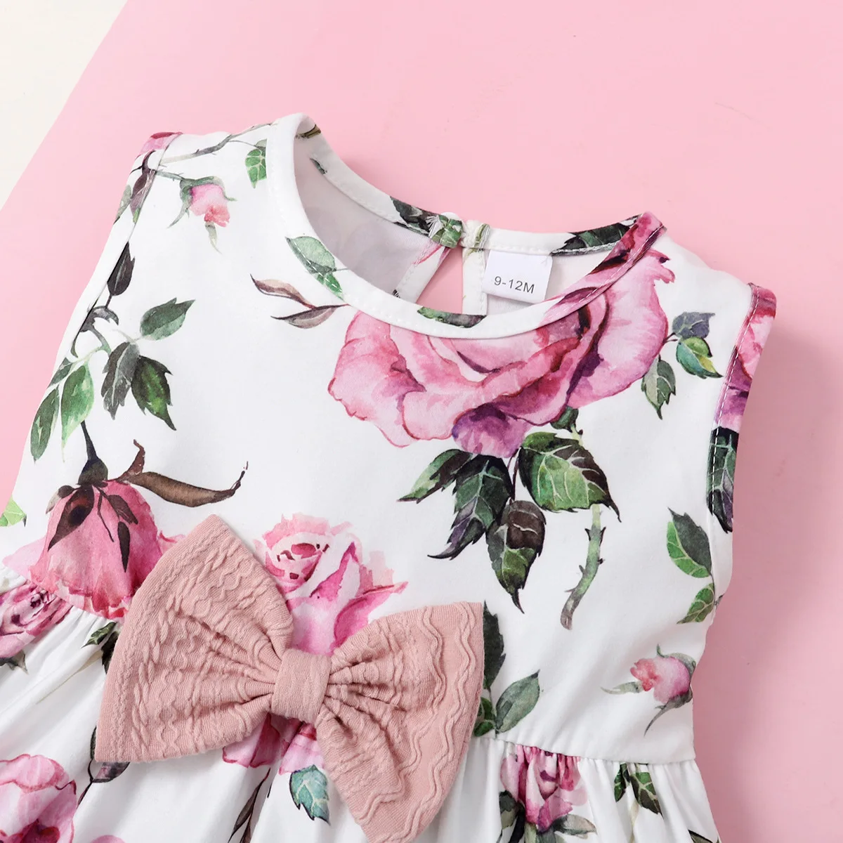 Sunny Baby 2023 Spring and Autumn New Kids Clothing Pink Long Sleeve Top + Bow Floral Dress Toddler Girls Two-piece Set